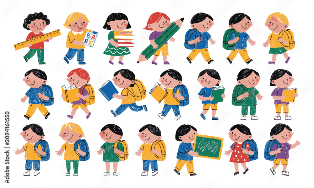 Fototapeta premium Colorful Classroom Learning Children Set.