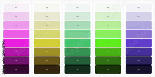 Schilderij op canvas Color palette swatches with various shades of pink yellow green and purple