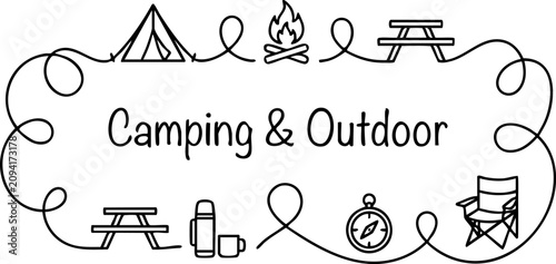 Foto Camping and outdoor recreation activities icons and symbols illustration