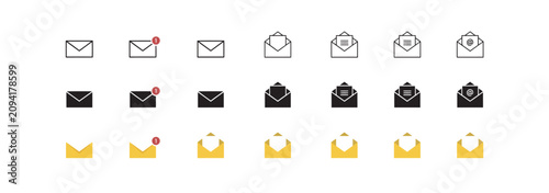 Konstfotografi Professional set of email message icons featuring various states and document at
