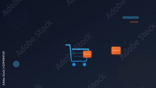 Shopping Cart Ecommerce Icon with Sliding Product Boxes