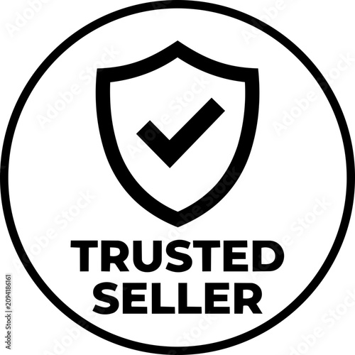 Premium trusted seller badge design with gold certified guarantee seal