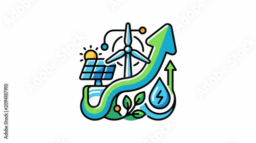 Eco-friendly energy sources and growth represented by symbols