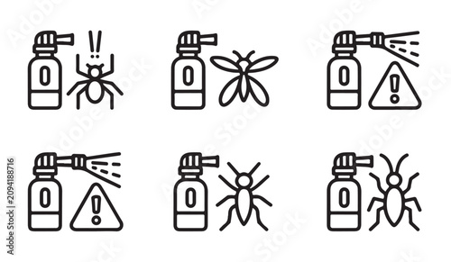 Fotografía Pest control icon set, vector simple black and white pest and insecticide signs