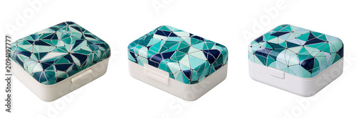 Set of Compact pocket pill organizer with two compartments on transparent background. Ai generated