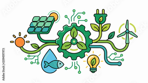 Eco-friendly technology connecting clean energy sources