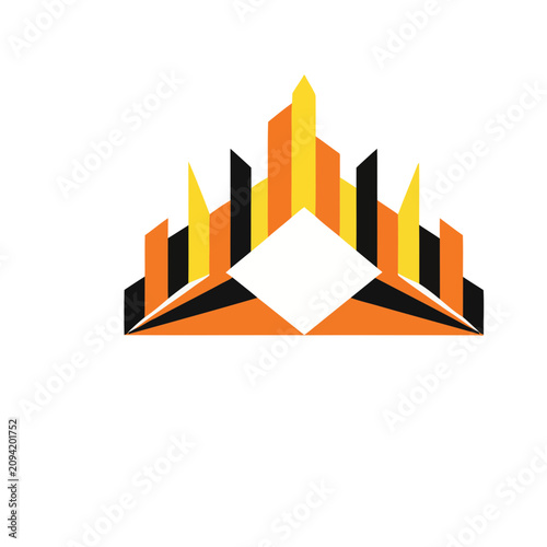 Abstract geometric cityscape with diamond shape