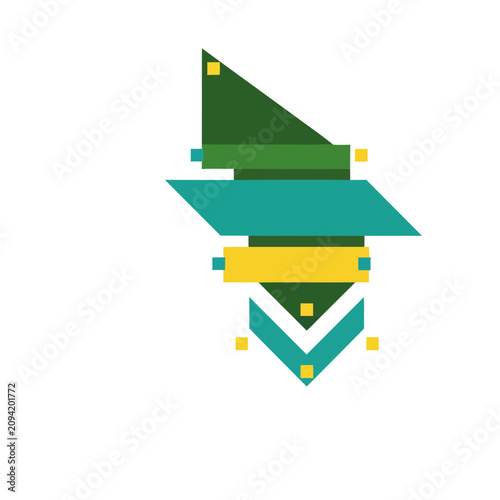 Abstract Geometric Shapes in Green, Teal, and Yellow