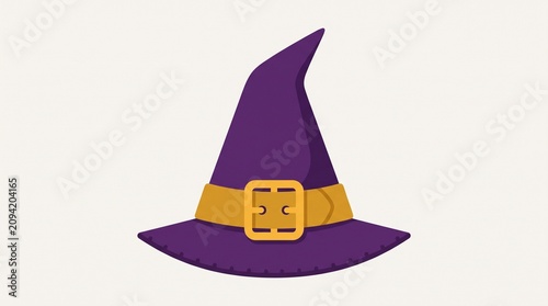 Flat Design Purple Witch Hat Illustration Icon