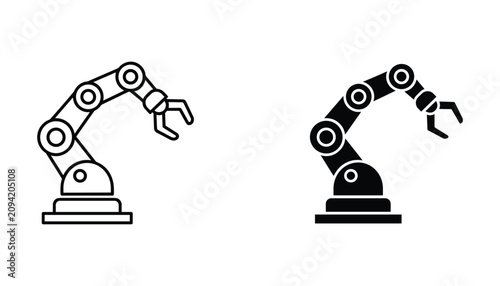 Tableau sur toile Industrial robotic arm icon featuring a mechanical manipulator for manufacturing