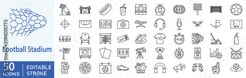 Photos Football stadium line editable icon set