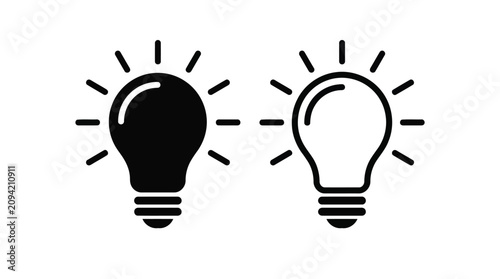 Fotografía Minimalist Light Bulb Creativity Icon Pair
