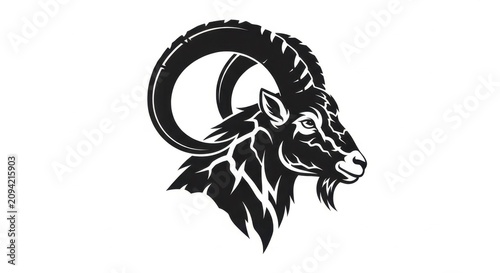 Black and white ram head logo design.
