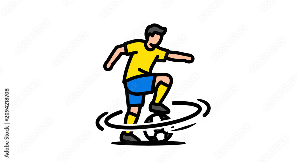 Fototapeta premium Soccer player dribbling ball with speed circles.