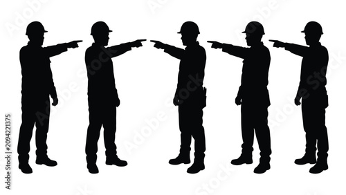 Bild auf Leinwand Five businessmen pointing fingers in a row