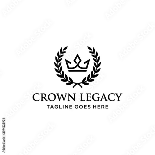 Konstfotografi Minimalist crown framed symmetrical laurel wreath for crown legacy luxury brand