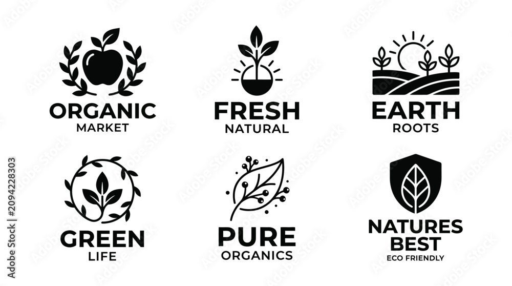 Fototapeta premium Eco friendly organic logo designs.