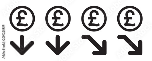 Tableau sur toile Pound sterling decrease icon