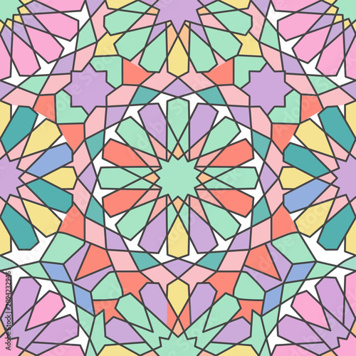 Canvas Print Colorful geometric pattern with islamic motifs