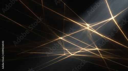 Abstract Intersecting Light Beams on Dark Background, Technology Network Concept