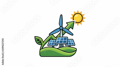 Growth in renewable energy with sun wind and solar power