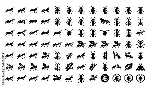 Konstfotografi Minimal Ant Silhouette Logo Collection Editable Black White Vector Set