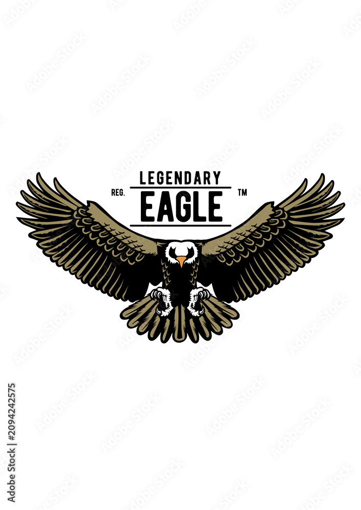 Fototapeta premium Legendary Eagle Vintage Retro Emblem Badge Illustration