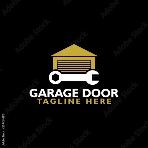 Garage door logo icon isolated on black background