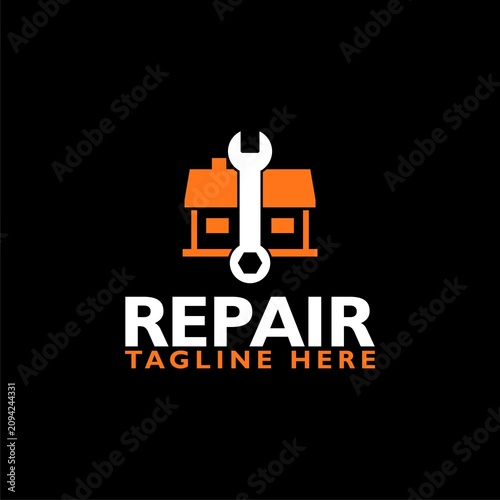 Repair logo icon isolated on black background