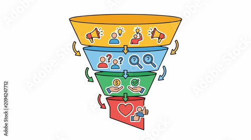 Marketing funnel stages awareness consideration decision loyalty