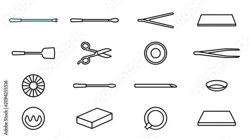 Mechanical watch parts outline icon set