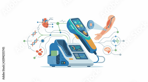 Medical technology scanning human anatomy and genetics for diagnosis