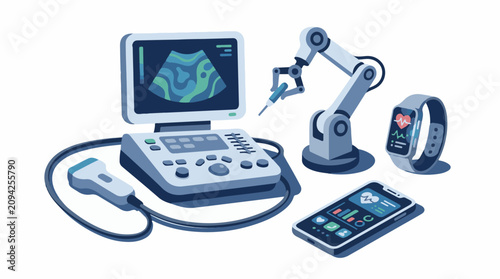Medical technology ultrasound robot watch and phone