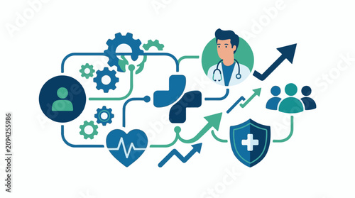 Medical technology network connecting people growth and healthcare