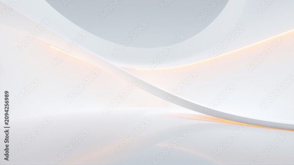 Obraz premium Abstract flowing shapes, soft light, minimal design. Smooth curves create elegant composition, warm tones accent cool whites.