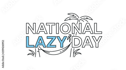 Foto National Lazy Day Text with Hammock and Palm Trees Illustration