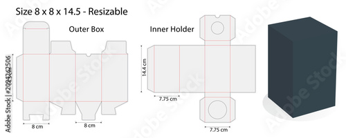Billede på lærred 100 ml Perfume Box Die Cut Template with Inner Holder – Snap Lock Bottom – Edita