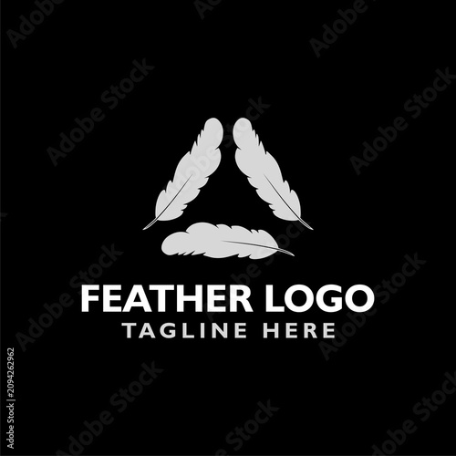 Feather logo icon isolated on black background