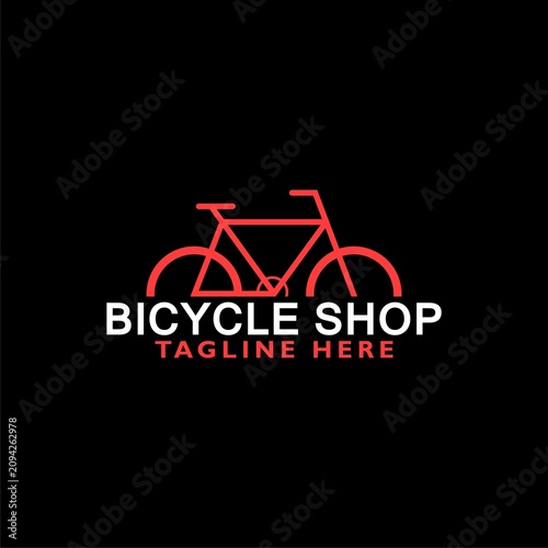 Bicycle shop logo icon isolated on black background