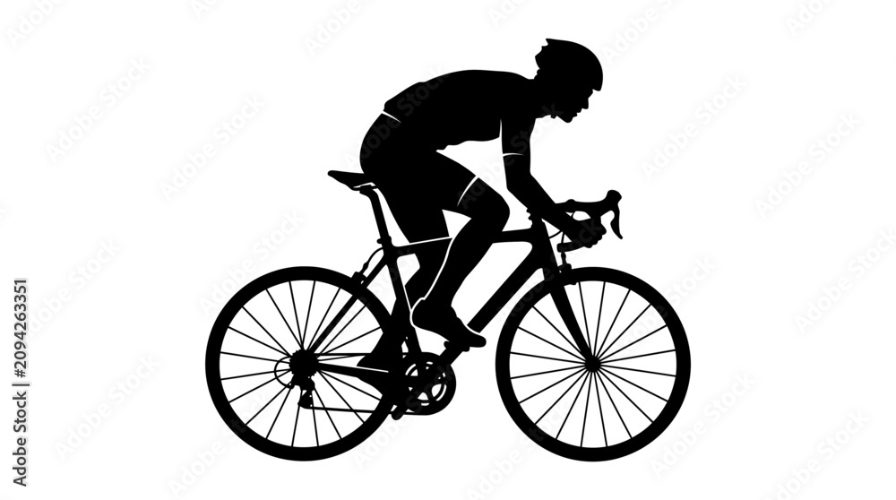 Fototapeta premium Cyclist Silhouette: Dynamic Bicycle Race Action, Sport Vector
