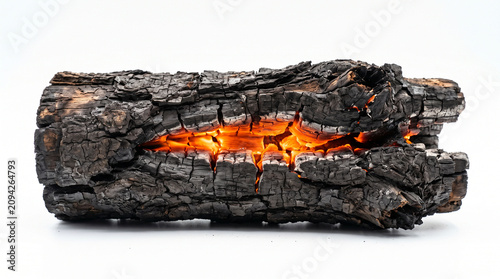 Smoldering firewood log glow