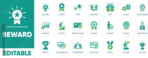 фотографія reward vector icon set