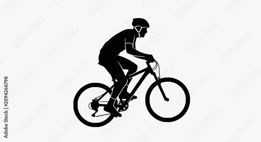 Fototapeta premium Athlete Cycling in Motion Silhouette.