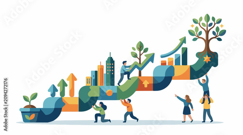 People work together to build a growing prosperous and sustainable future