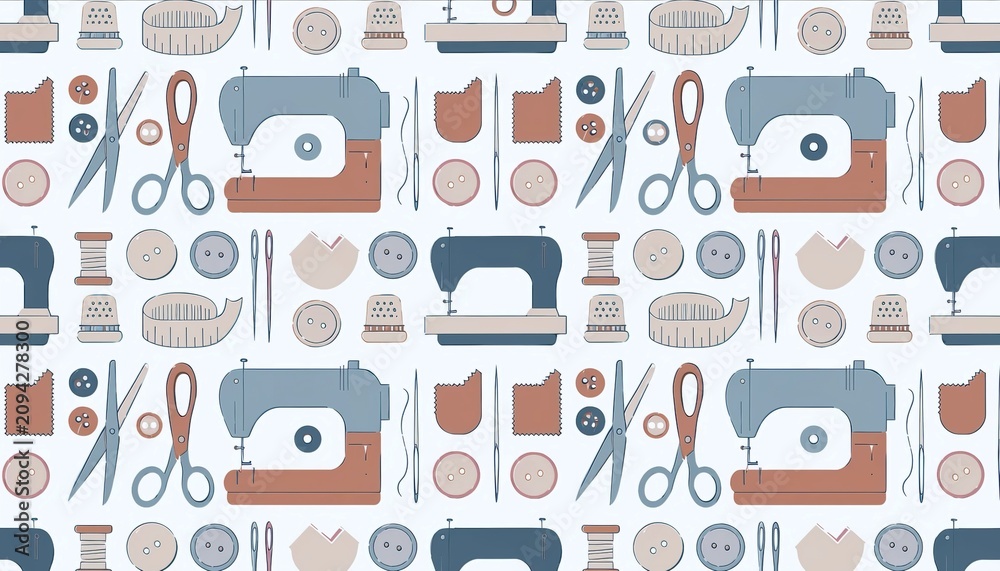 seamless pattern with retro objects