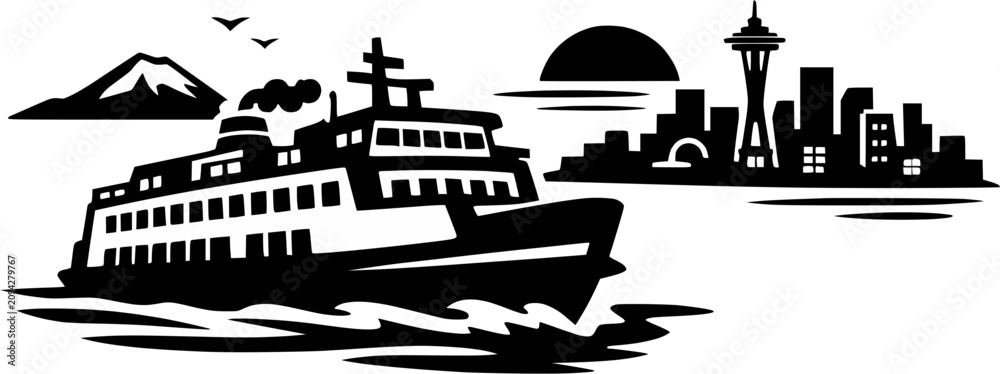 Obraz premium silhouette of ship vector design
