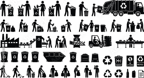 Fotografía People recycling and waste management process