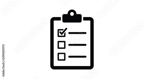Bild auf Leinwand Checklist With Completed Task Black Silhouette On White Background