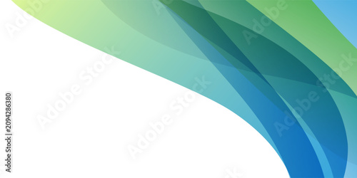 Minimal abstract background with overlapping translucent colorful waves, layers on the top right half and white space on the lower ledt of the image, ideal for modern layouts, presentations, or text