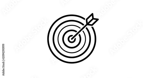 Target with arrow icon, business goal concept, simple outline design